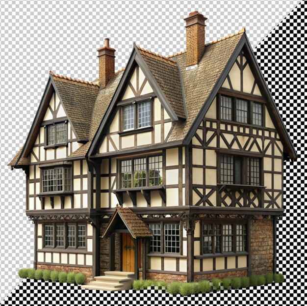 PSD tudor house on transparent background