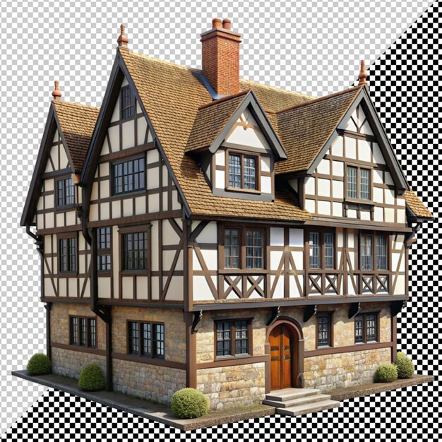 PSD tudor house on transparent background