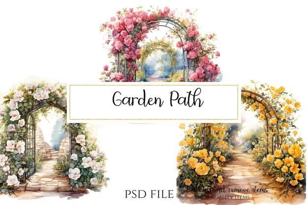 PSD tuin bloemboogpad clipart png