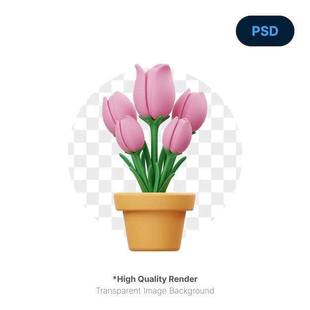 PSD tulip 3d icon premium psd