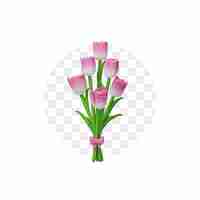 PSD tulip bouquet flower 3d illustration