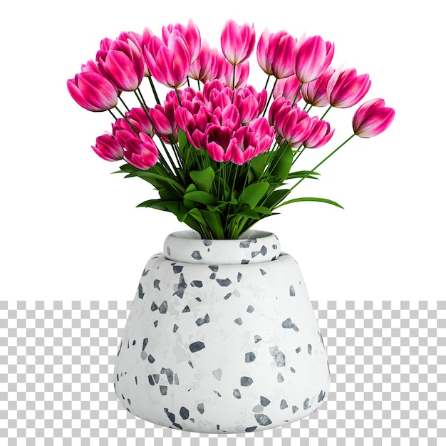 Tulip flower with modern beautiful vase pot