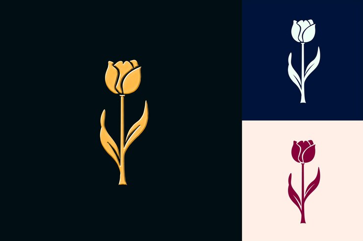 PSD tulip icon flower symbol met een gebogen grensbloem met een geïnspireerde natuur unieke vectorontwerpen
