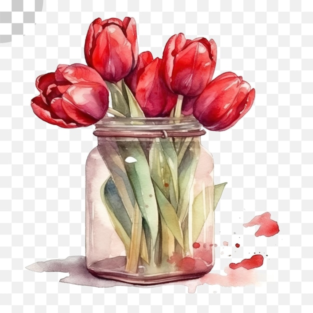 Tulip watercolor transparent background