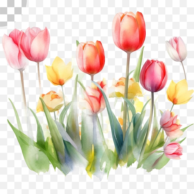 PSD tulp aquarel transparante achtergrond