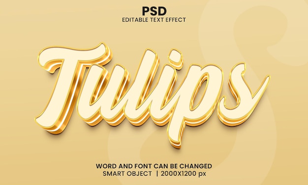 Tulpen 3d bewerkbaar teksteffect premium psd met achtergrond