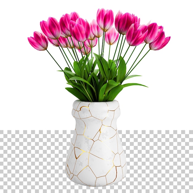 PSD tulpenbloem met moderne mooie vaaspot