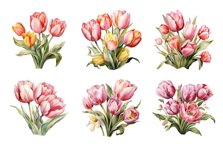 PSD tulpenbundel op een doorzichtige achtergrond