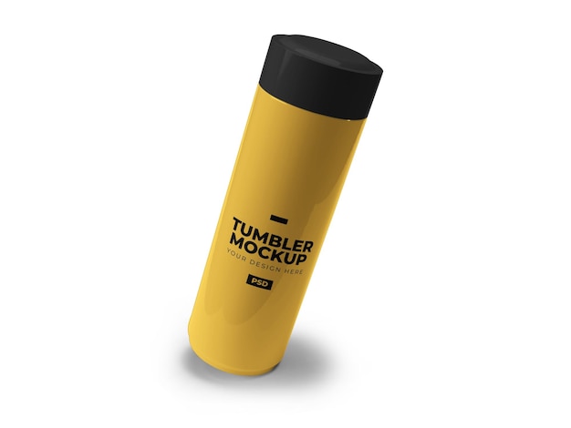 PSD tumbler 3d mockup on isolated white background