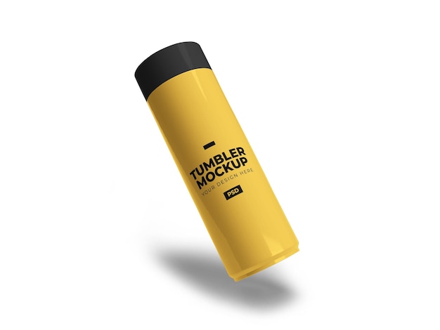 PSD tumbler 3d mockup on isolated white background