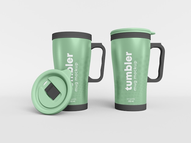 Tumbler Mug with Protective Cover Mockup