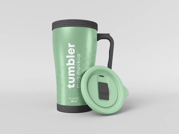 PSD tumbler mug with protective cover mockup