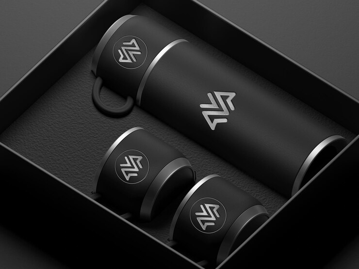 Tumbler with cup luxury logo mockups