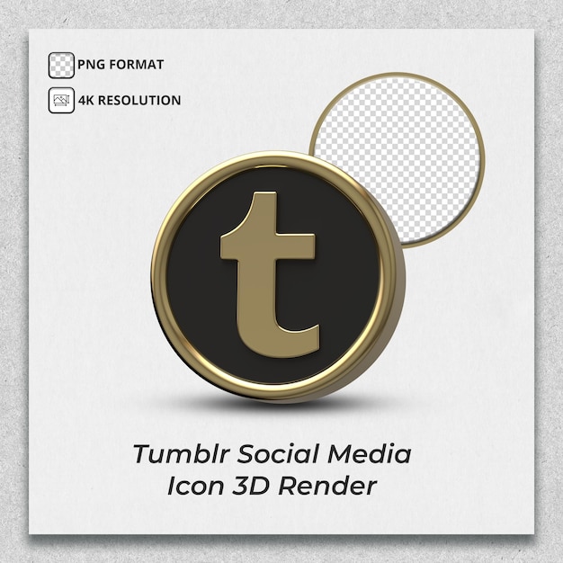 Tumblr gouden pictogram 3d render