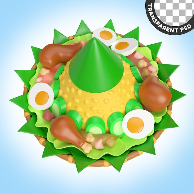 PSD tumpeng 3d illustration icon