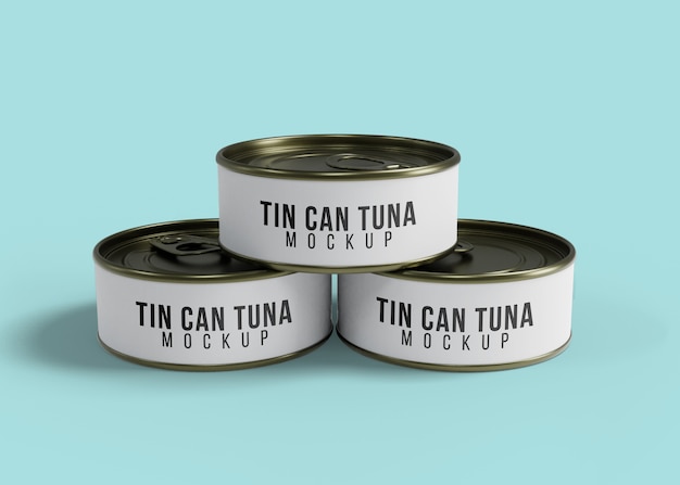 PSD tuna cans mockup