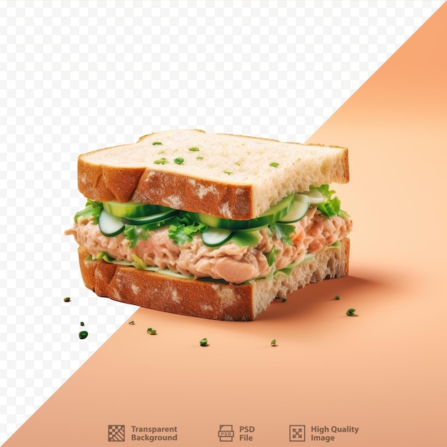 PSD tuna sandwich on transparent background surface