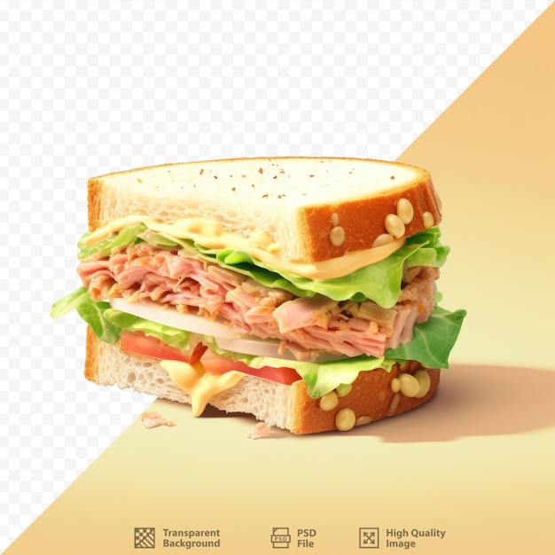 Tuna sandwich on transparent background surface