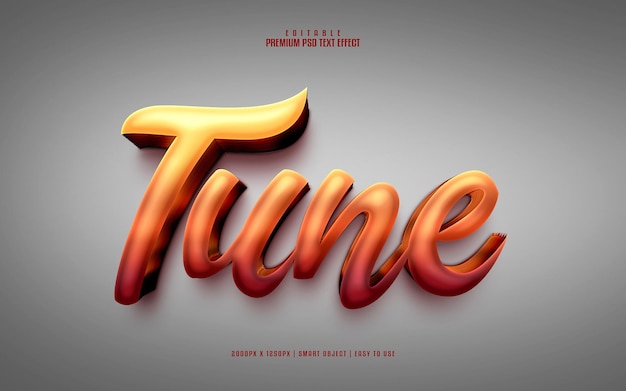 Tune 3d Edytowalny Efekt Tekstowy Premium Psd