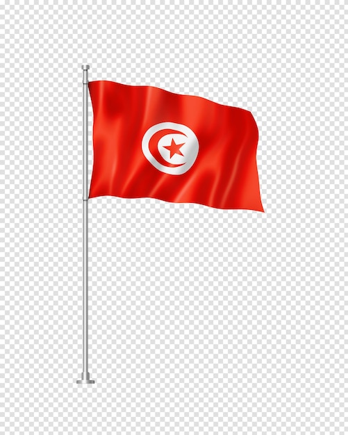 Tunesische vlag geïsoleerd op wit