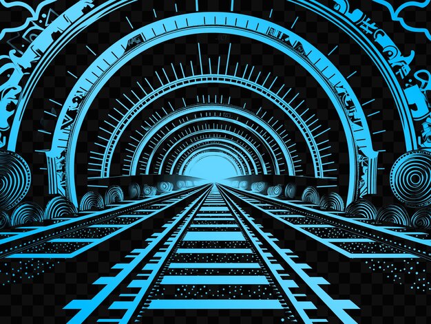 A tunnel that has a blue and white background