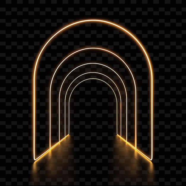 A tunnel with lights on it and a black background