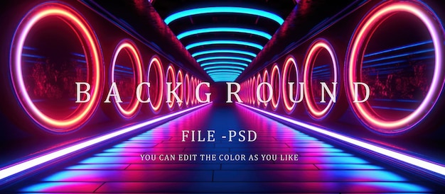 PSD tunnel with neon light