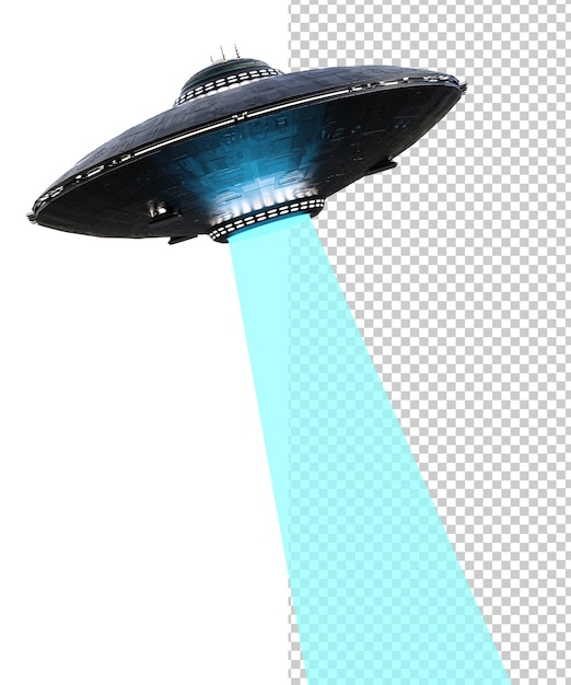 Tunnistamaton lentävä esine läpinäkyvällä taustalla 3d-renderöidä