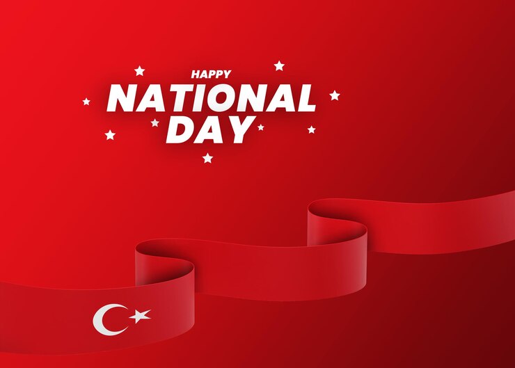 PSD turkey flag design national independence day banner editable text and background