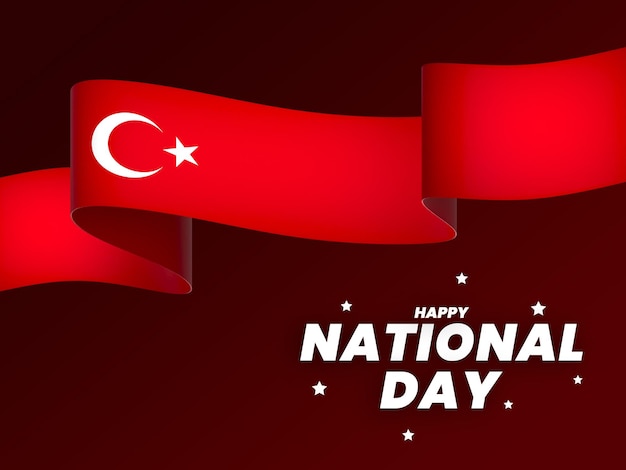 PSD turkey flag element design national independence day banner ribbon psd