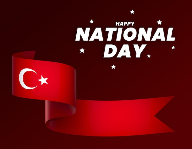 PSD turkey flag element design national independence day banner ribbon psd