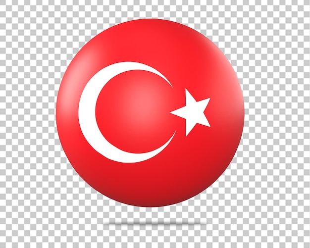 PSD turkey flag logo circle icon 3d render