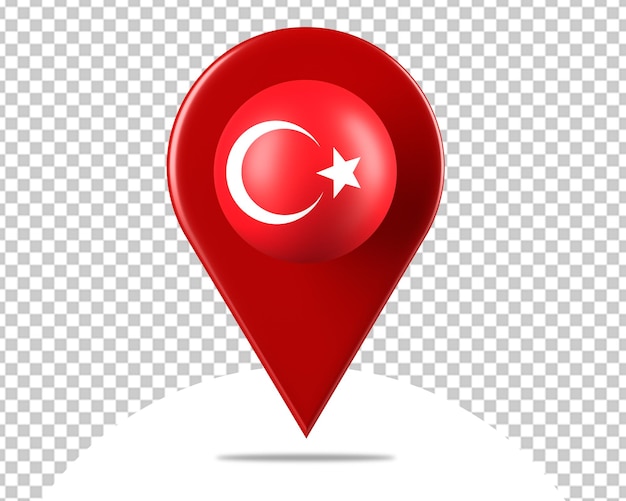 PSD turchia posizione mappa bandiera logo pin 3d rendering