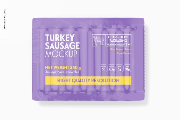 Turkey sausage packaging mockup top view