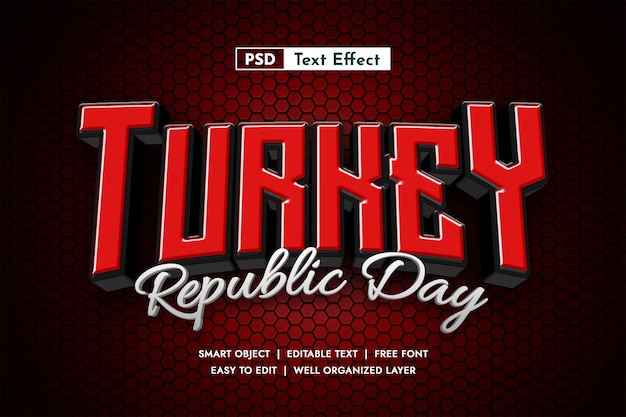 Turkije republiek dag psd tekst effect