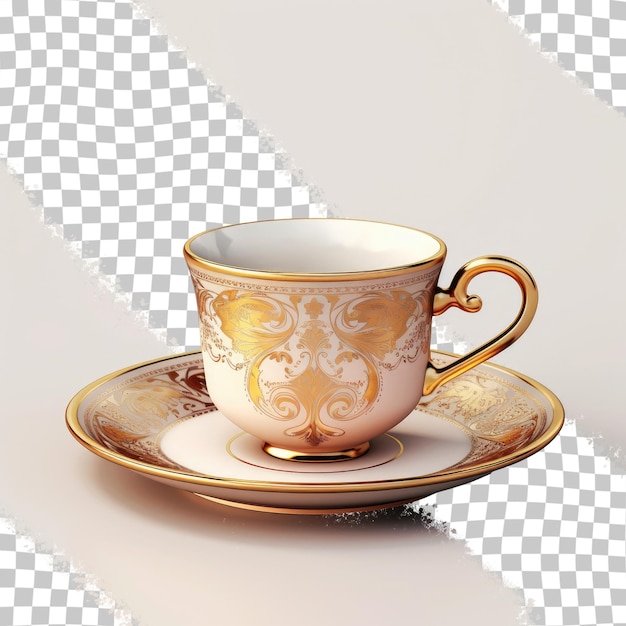 Turkish cup and saucer with a golden hue on a pleasant background