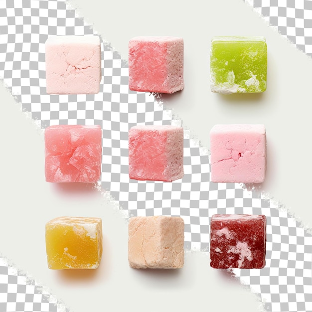 Turkish delight grouped alone on transparent background