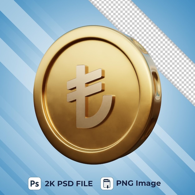 PSD turkish lira coin 3d icon