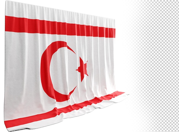 PSD turkish republic of northern cyprus flag curtain in 3d rendering called flag of turkish republic of northern cyprus