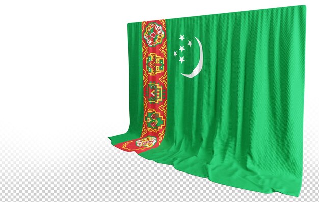 PSD turkmenistan flag curtain in 3d rendering called flag of turkmenistan