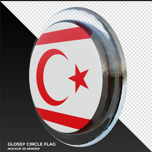PSD turkse republiek noord-cyprus0002 realistische 3d getextureerde glanzende cirkel vlag