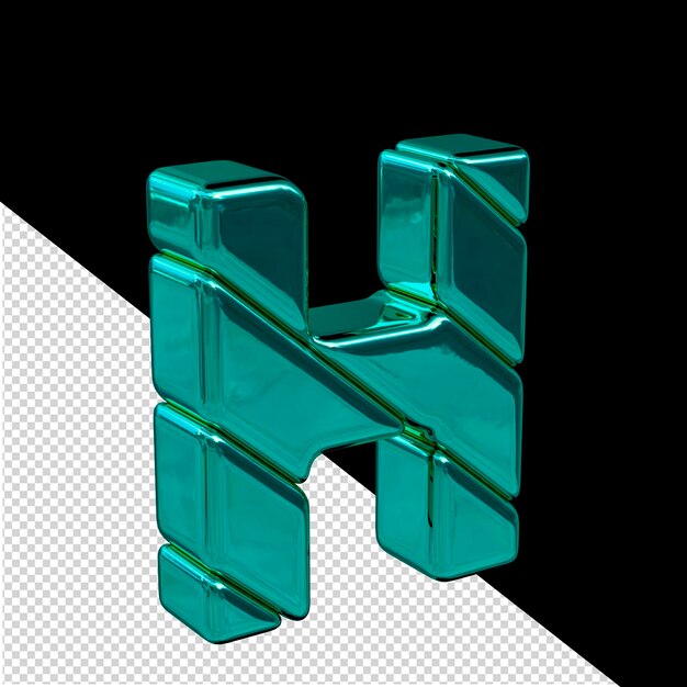 PSD turkusowy blok ukośny widok symbolu 3d z lewej litery h