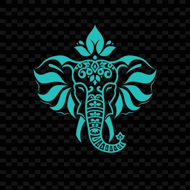 PSD turmeric root symbol logo met ornate design en elephant gr nature herb vector design collecties
