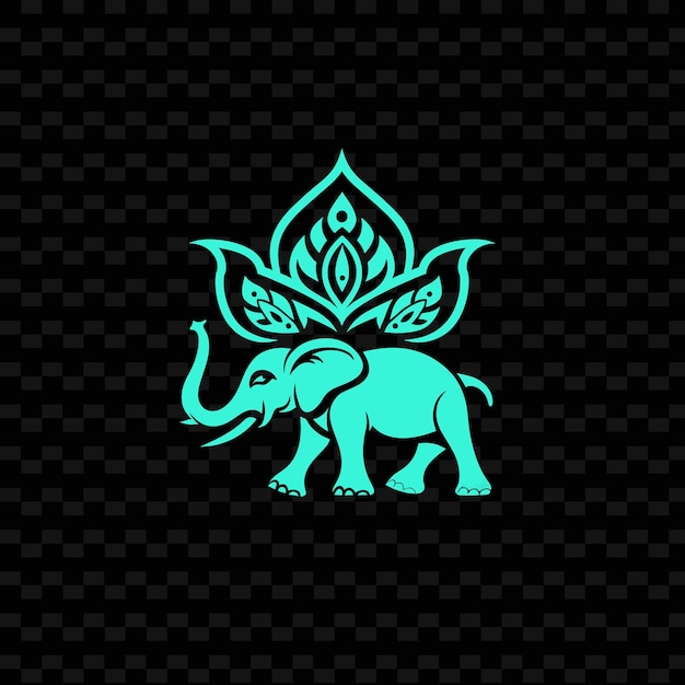 PSD turmeric root symbol logo with ornate design and elephant gr nature herb vector design collections
