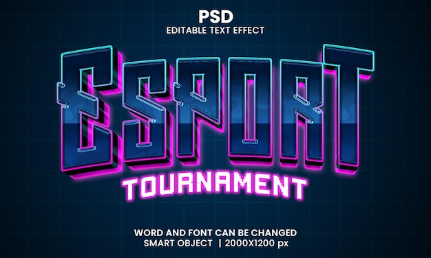 PSD turniej e-sportowy 3d edytowalny efekt tekstowy premium psd z tłem