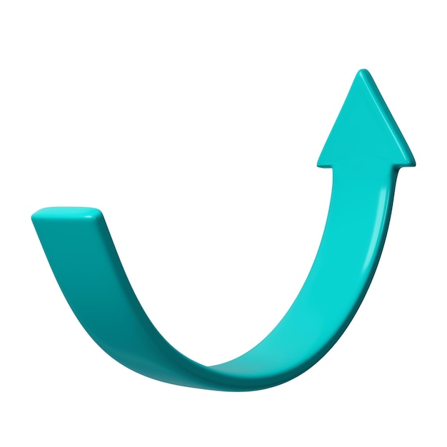 PSD turquoise 3d half circle arrows up direction sign or icon for web button and interface