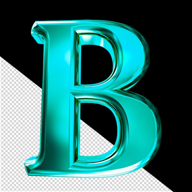 Turquoise 3d symbol with bevel letter b