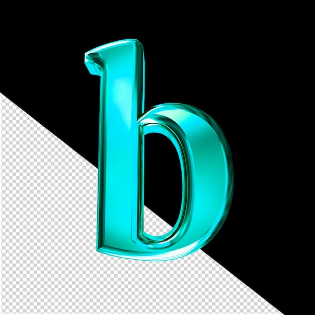 PSD turquoise 3d symbol with bevel letter b