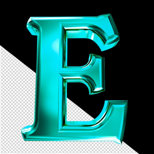 Turquoise 3d symbol with bevel letter e