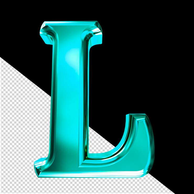 PSD turquoise 3d symbol with bevel letter l